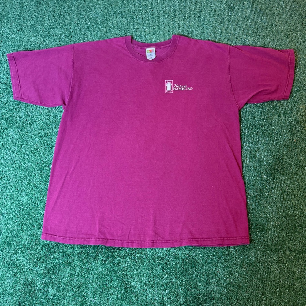 Fruit of the Loom Historic Hamburg Magenta T-Shirt Mens XL Vintage Cotton Tee